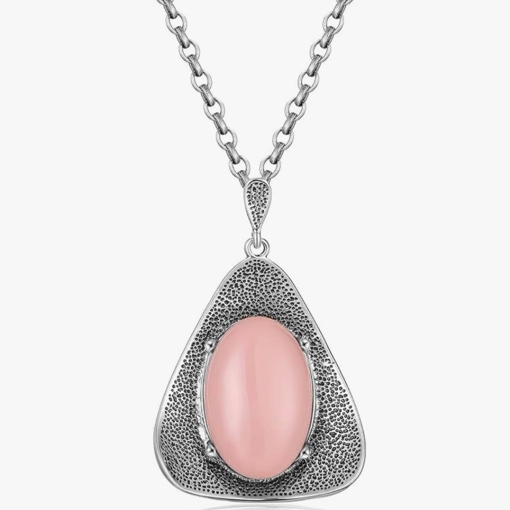 Medieval Triangle Pink Agate Necklace